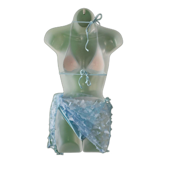 Blooming Jelly Blue 3 Piece Triangle Halter Thong Bikini Set Butterfly Sz M - Picture 6 of 9